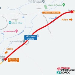 N83 / Route d'Etalle : réfections des revêtements entre Fouches et Sampont à partir du 8 août 2022